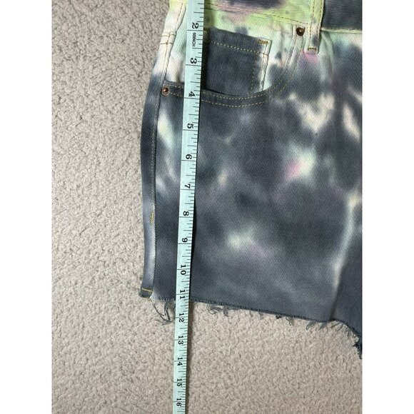 PacSun Jean Shorts Womens Sz 27 Pink Gray Tie Dye High Rise Festival Cut Off - Picture 6 of 12